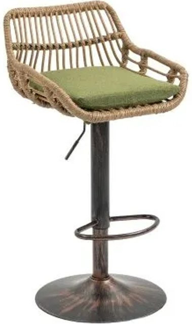 PXloue Barhocker 2er Set mit Rattan Rückenlehne in Grün, höhenverstellbar mit 360° Drehfunktion und Fußstütze - Bild 1