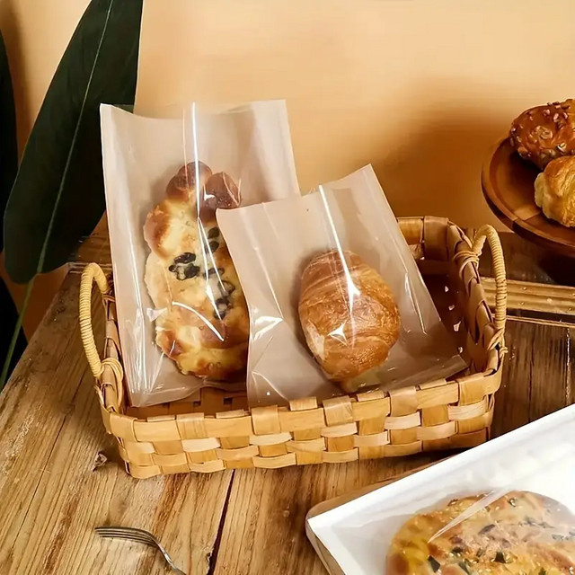 100 Stück braune Kraft-Toastbeutel mit klarem Fenster, wasserdichte und ölbeständige selbstverschließende Backbeutel aus Papier für Brot und Gebäck - Bild 1