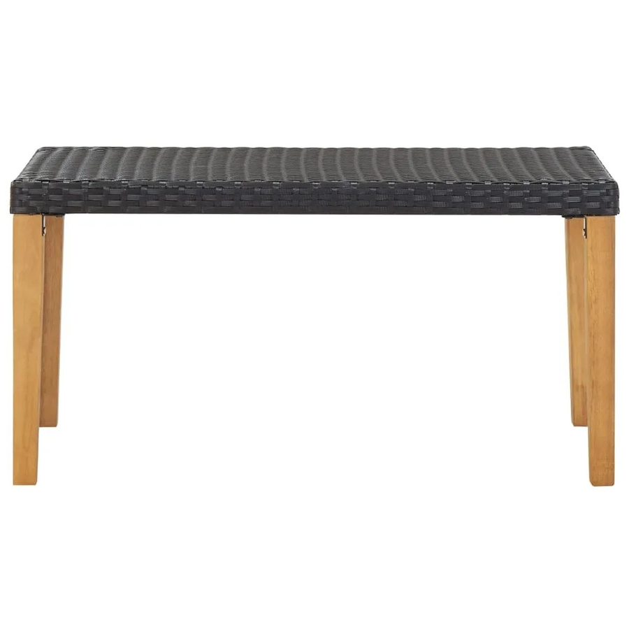 vidaXL Gartenbank aus Polyrattan und Akazienmassivholz in Schwarz, Breite: 120 cm, Tiefe: 40 cm, Höhe: 40 cm - Bild 2