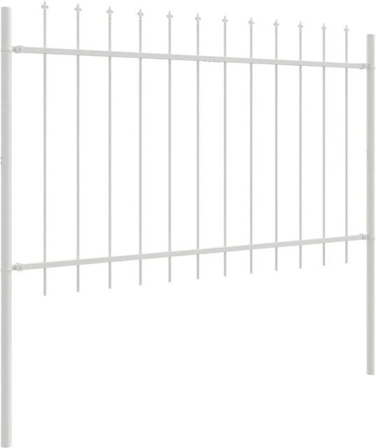 vidaXL Gartenzaun aus pulverbeschichtetem Stahl in Weiß, B/H: 8,5 x 1 m - Bild 1