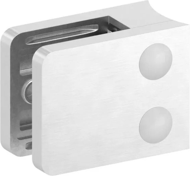 FeNau Glasklemme aus Edelstahl V4A in Silber für Rohr Ø 60,3 mm, Eckig, B/T/H: 4,5 x 5,5 x 2,85 cm - Bild 1