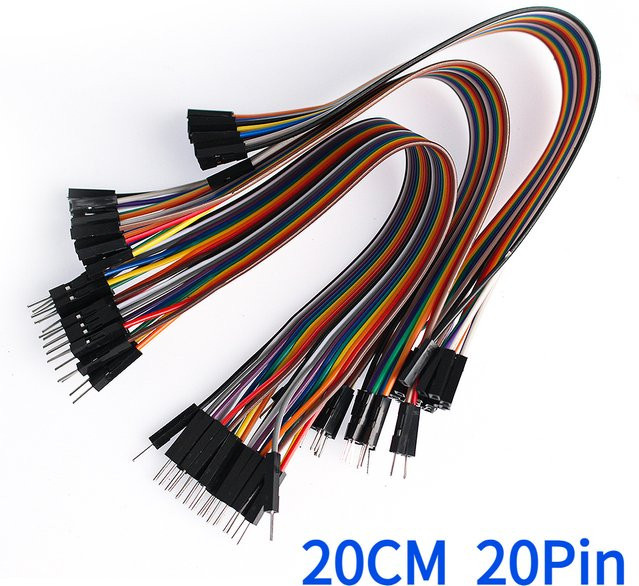 20-poliges Dupont-Überbrückungsdrähte-Set in Mehrfarbig für Arduino und DIY-Elektronikprojekte, Länge: 20 cm, verschiedene Anschlussarten (Stecker auf Stecker, Buchse auf Buchse, Stecker auf Buchse) - Bild 1