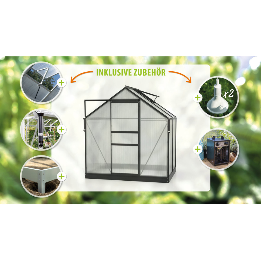 Vitavia Gewächshaus Marley mit Ready2Grow Zubehör-Set, schwarz, 2,5 m², B/T/H: 207 x 137 x 195 cm - Bild 2