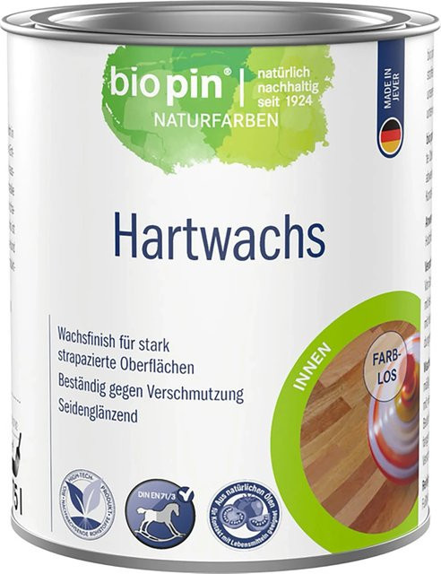 Biopin Natur-Hartwachs Transparent 750 ml mit satin-glänzendem Finish, wasserabweisend und lebensmittelecht - Bild 1