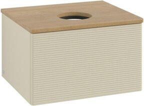 V&B Waschtischunterschrank Antao mit Frontstruktur in Eiche Grau lackiert, B/T/H: 60 x 36 x 50 cm - Bild 1