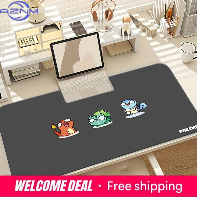 Potdemiel Pokemon Kanto Starters Mauspad mit niedlichem Cartoon-Design, rutschfeste Schreibtischunterlage für Gaming und Büro - Bild 1