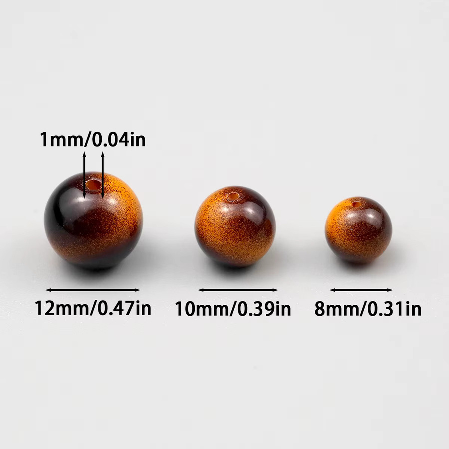 wlyees Perlen Tigerauge, braun, rund, 8/10/12 mm - Bild 5