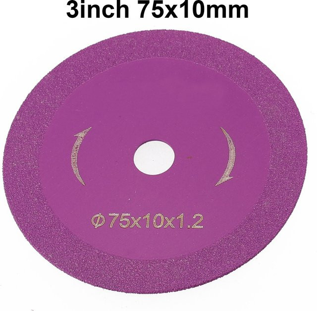 DAZZLEEX Diamant-Schleifscheibe Trennscheibe für Winkelschleifer und Kreissägen zum Schneiden und Polieren von Metall, Lila, Durchmesser: 75 mm - Bild 1