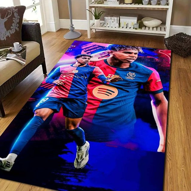 YglThree Lamine Yamal Fußballstar Teppich, rutschfeste und waschbare Bodenmatte für Wohnzimmer und Schlafzimmer, B/T: 80 x 120 cm, Mehrfarbig - Bild 1