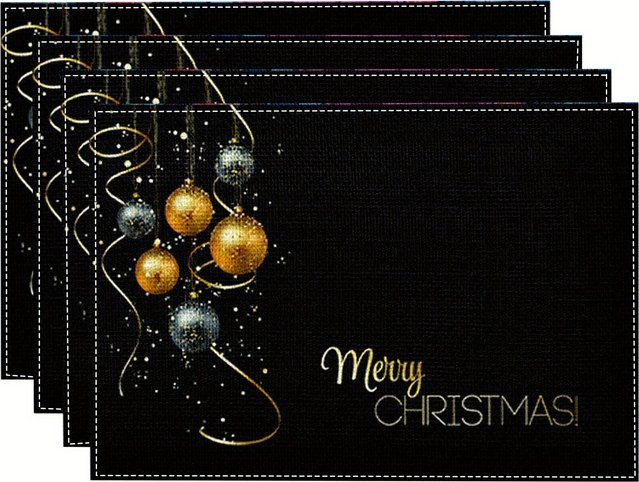 VIKAMA Weihnachtliche Tischsets für deine Party-Dekoration in Schwarz, Gold und Silber - Bild 1