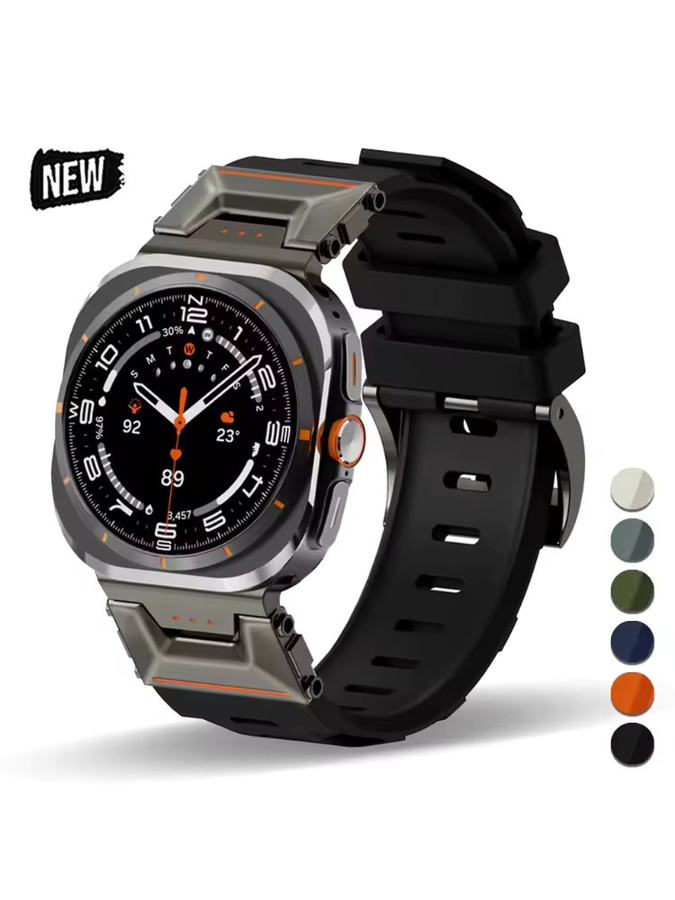 CAOWTAN Uhrenarmband Silikon, Schwarz, Herren, Samsung Galaxy Watch Ultra 47 mm - Bild 3