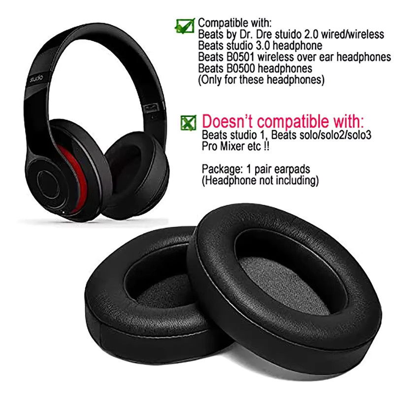 Ersatz-Ohrpolster aus ultraweichem Schwamm für Beats Studio 2 und 3 Kopfhörer in Schwarz oder Grau - Bild 2