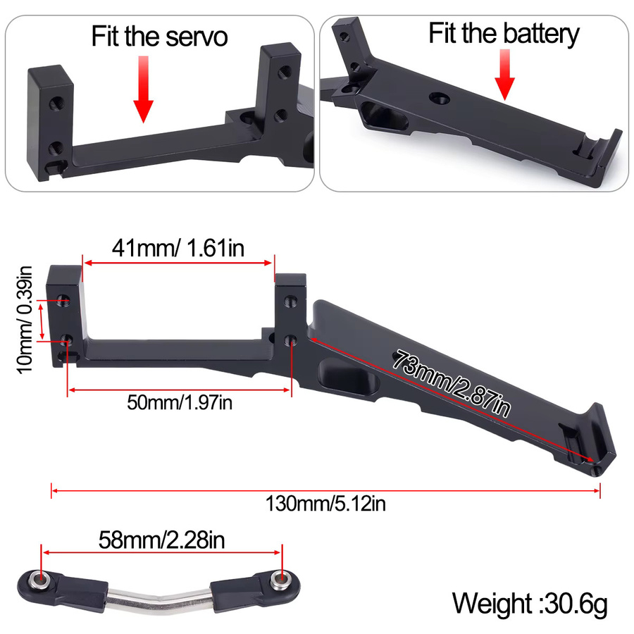 MALOM RC Servo und Batterie Halterung mit Lenkung Link, 1-teiliges Set, 1:10 - Bild 1