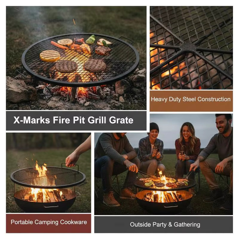 X-Marks Feuerstellen-Grillrost aus Stahl in Schwarz, Durchmesser: 91 cm, Tiefe: 2,5 cm - Bild 4