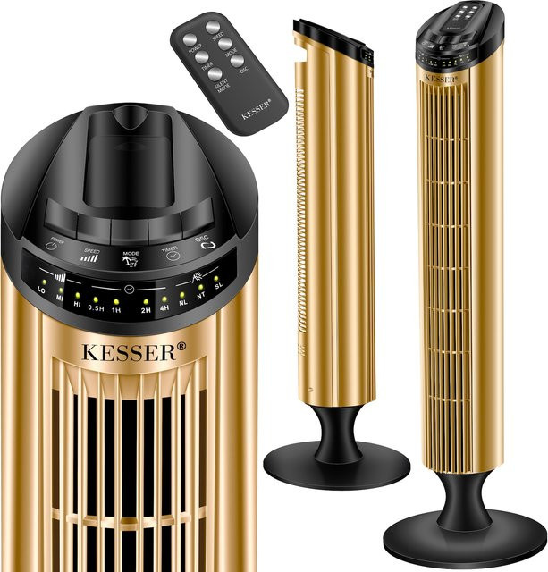 KESSER Turmventilator mit Fernbedienung und LED Display in Gold - Bild 1