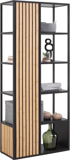 Mömax Regal Panelo in Naturfarben und Schwarz, modernes Standregal für dein Wohnzimmer, B/T/H: 75 x 34 x 175 cm - Bild 1