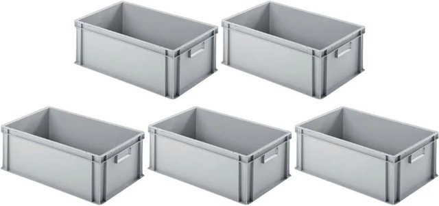 PROREGAL SparSet 5x Eurobehälter mit geschlossenem Griff, Grau, H x B x T: 22 x 40 x 60 cm, 38 Liter - Bild 1
