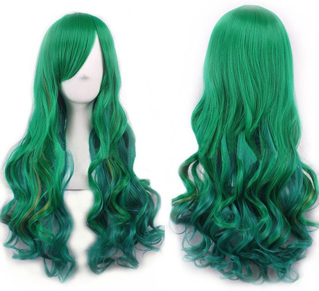 Synthetikhaar Cosplay Perücke Ombre Regenbogen mit Pony, 28inches, Damen - Bild 1