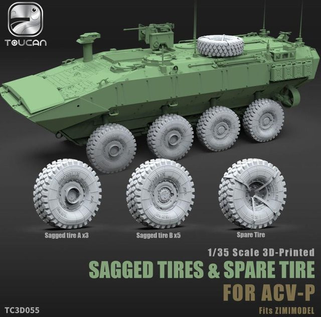 Toucan Model Sagged Tyres & Spare Tyre for ACV-P - Bild 1