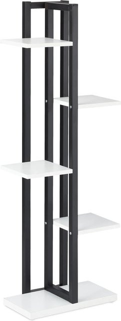 Relaxdays Pflanzenregal aus Stahl und MDF in Weiß mit 5 Ablagen, H x B x T: 117 x 43 x 22 cm - Bild 1