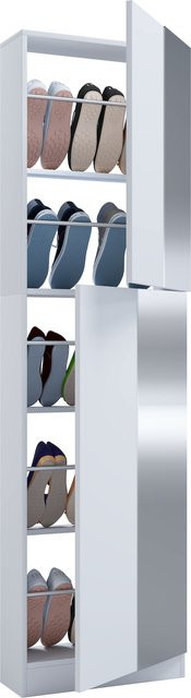 VCM Holz Schuhschrank Fulisa XL mit Spiegel und 2 Drehtüren, H x B x T: 180 x 50 x 17 cm - Bild 1