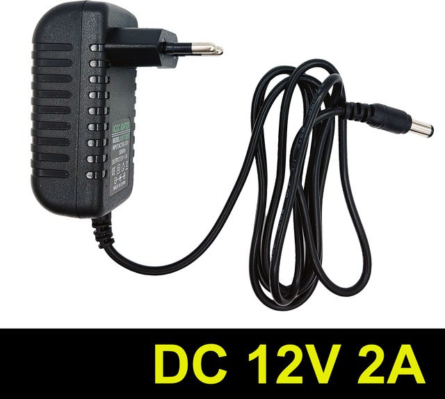JIENUO Universal Netzteil Adapter Konverter Schwarz, AC 100V-240V zu DC 12V 2A mit Barrel Plug für Kamera, DVR, NVR, LED und Roboter - Bild 1