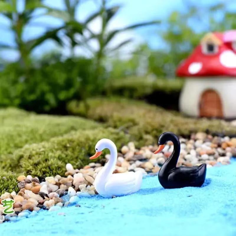 MINIDEAL Schwan Garten Dekorationen, Miniatur Figur, 10-teiliges Set, Weiß Schwarz - Bild 4