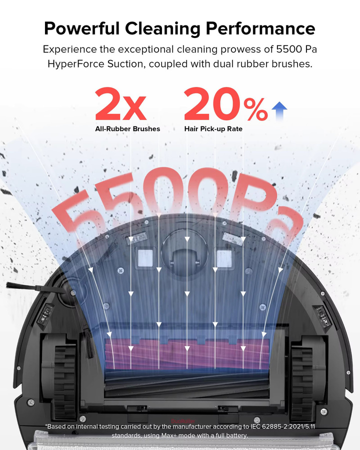 Roborock Q5 Pro+ Saugroboter mit Wischfunktion und selbstentleerender Station, Schwarz, 5500 Pa Saugkraft, DuoRoller-Bürste, Generalüberholt - Bild 3