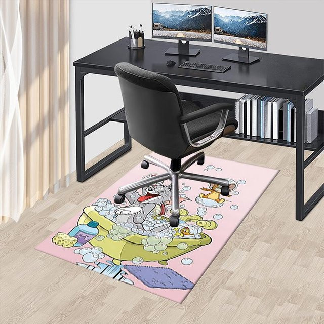 Yun Heng Three Bürostuhlmatte mit Tom & Jerry Cartoon-Design, rutschfest und waschbar, Polyester, B/T: 90 x 60 cm, Mehrfarbig - Bild 1