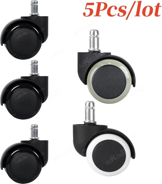 Ouliluye 5er Set Universal Bürostuhl Rollen mit Bremse, 2 Zoll Heavy Duty Lenkrollen aus Gummi und Kunststoff, Schwarz oder Weiß - Bild 1