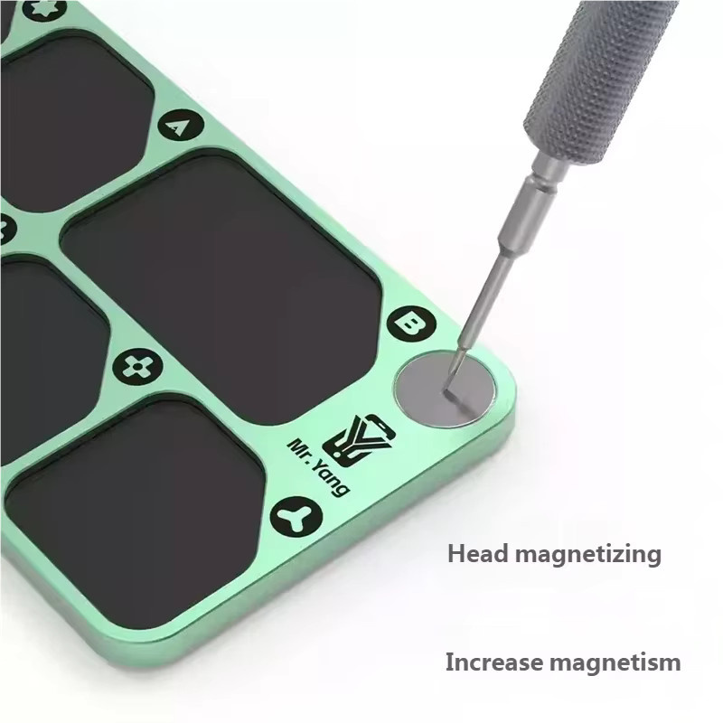 YCS Mr.Yang Magnetisches 7-Zonen Schrauben-Aufbewahrungspad aus Legierung in Grün mit Trennwand-Organizer - Bild 3