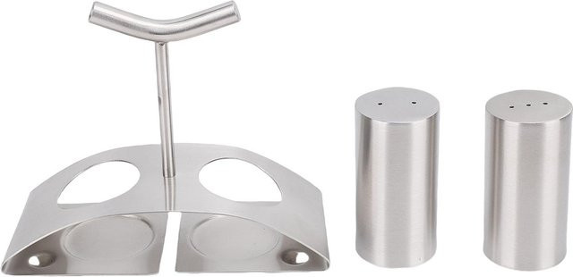 CosyHome Set aus 2 Küchengewürzgläsern aus 304 Edelstahl mit Ständer in Weiß und Silber - Bild 1