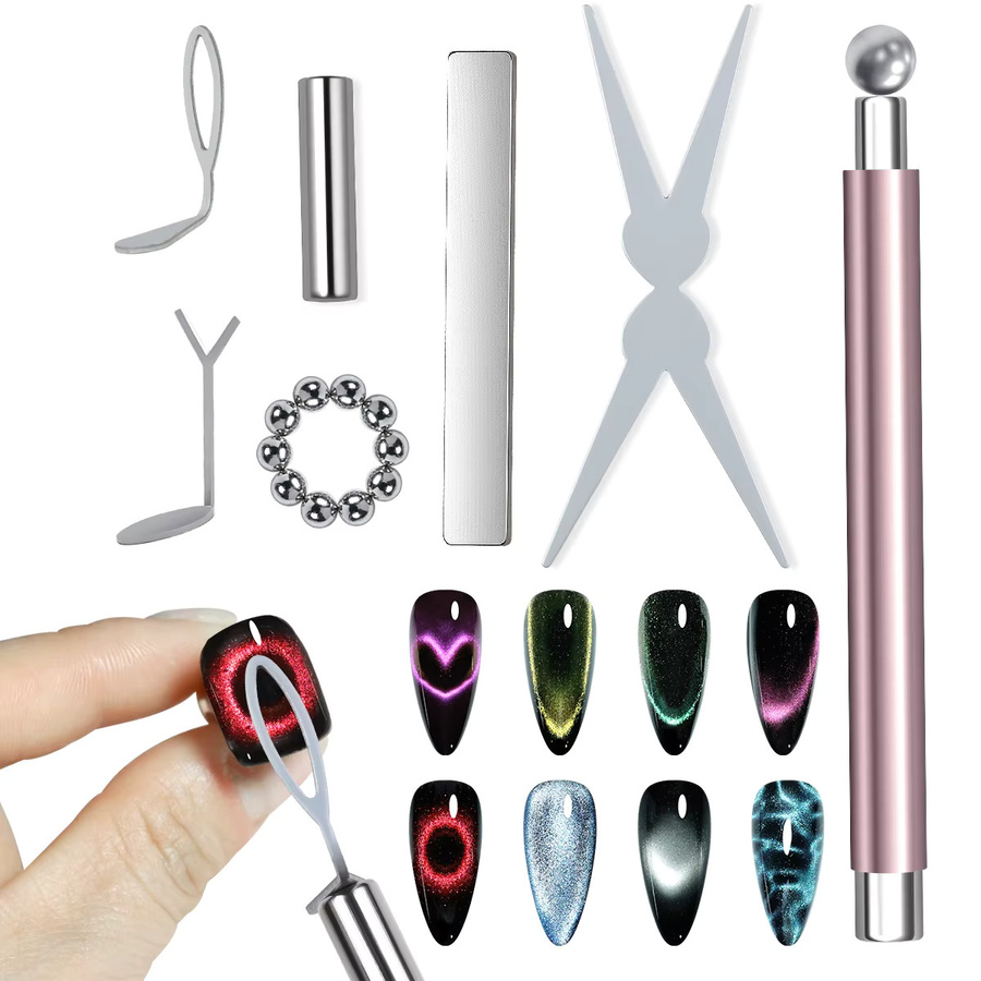 Misscheering Katzenaugen-Magnet-Set, Silber, Schimmernd - Bild 2