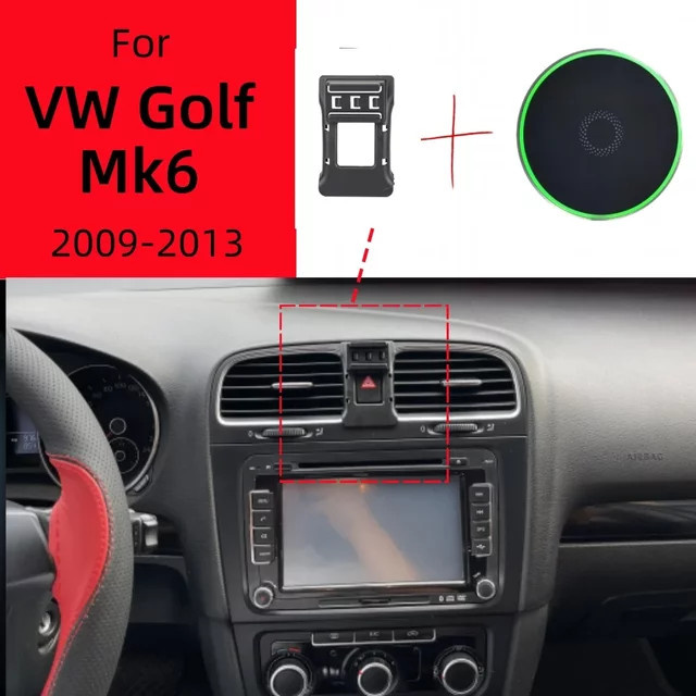 Magnetischer Autotelefonhalter für VW Golf Mk6 2009–2013 mit kabelloser MagSafe-Ladefunktion in Schwarz - Bild 1
