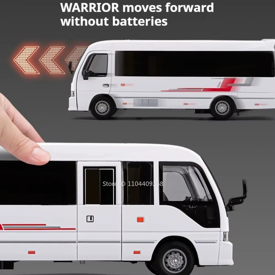 MAKEDA Business Bus Modell, Maßstab 1:33, Musik und Licht, Metall, Weiß - Bild 3