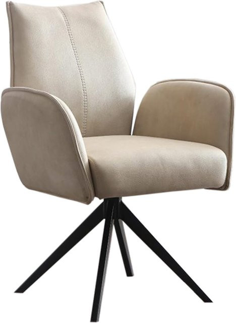 HTI-Living Drehbarer Stuhl Edward mit Armlehnen in Beige im Retro-Design - Bild 1