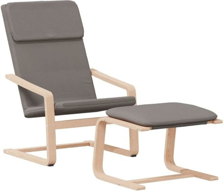 vidaxl Relaxsessel mit Hocker in Taupe meliert, modernes Design aus Stoff und Massivholz - Bild 1