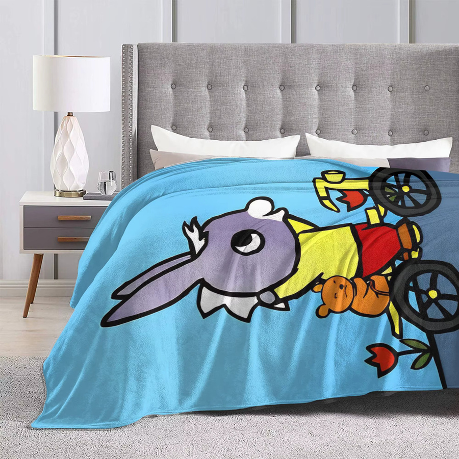 Bike Trotro Cartoon Strickdecke aus Korallen-Fleece in Koralle mit süßem Esel-Motiv - Bild 2