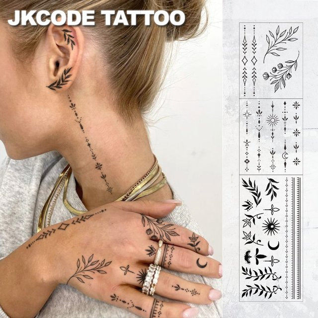JKCODE TATTOO Set, Ramadan-Tattoos, Neumond, Blätter, Sterne, Blumen, Pflanzen - Bild 1