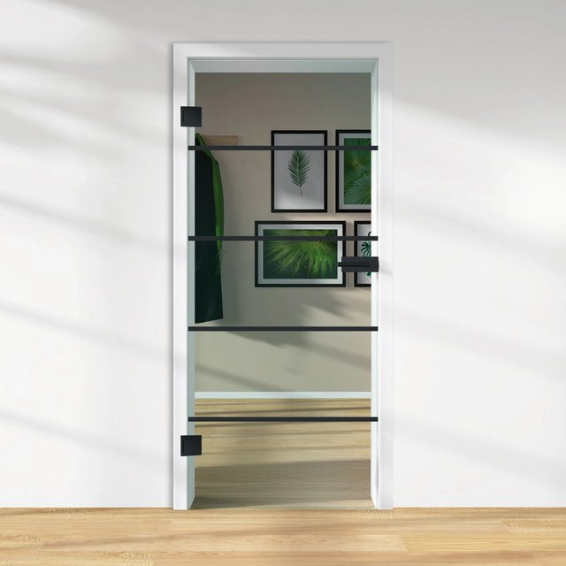 Skyscope Glasdrehtür ESG Klarglas mit Dekor Siebdruck, DIN Links, Transparent, B/H/T: 83,4 x 197,2 x 0,8 cm - Bild 1