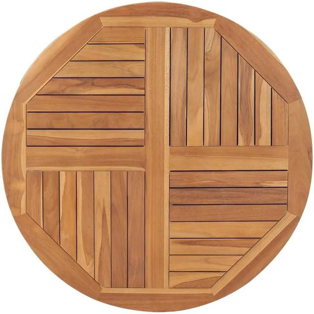 vidaXL Tischplatte aus Massivholz Teak Rund, Braun, Durchmesser: 90 cm, Höhe: 2,5 cm - Bild 1