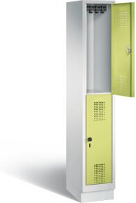 C+P Spind Evolo doppelstöckig mit Garderobenstange, Front Viridingrün, Korpus Lichtgrau, H x B x T: 180 x 32 x 50 cm - Bild 1
