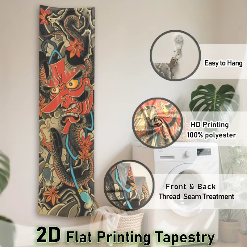 VIKAMA Japanischer Yokai Wandteppich mit traditioneller Monster-Illustration in Multicolour als vertikaler Anime-Wandbehang aus Textil - Bild 2