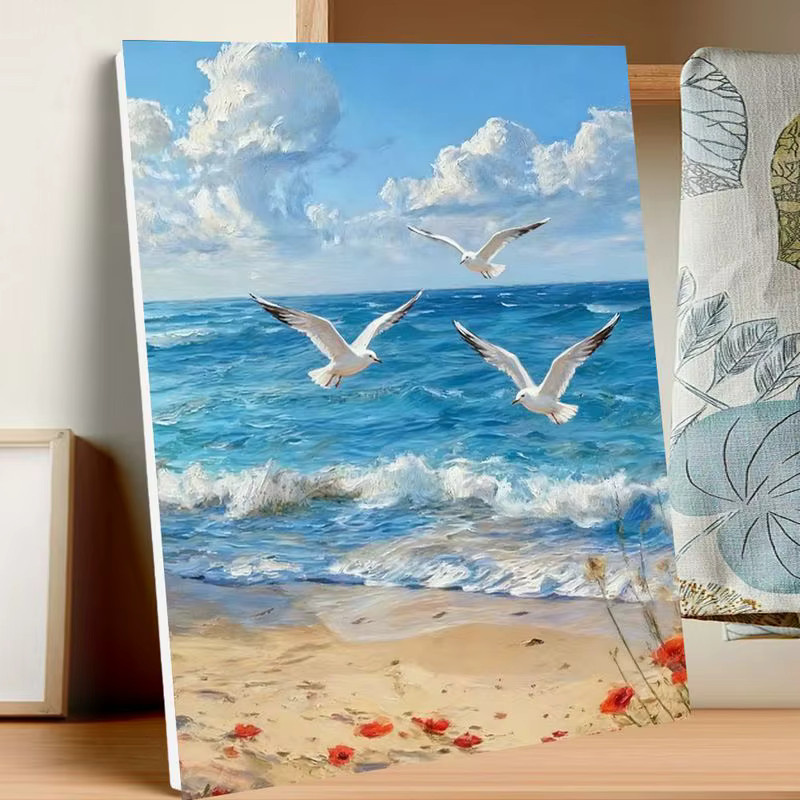 GATYZTORY Malen nach Zahlen Set Strand und Meer Landschaft auf Leinwand, B/H: 40 x 50 cm, Mehrfarbig - Bild 2