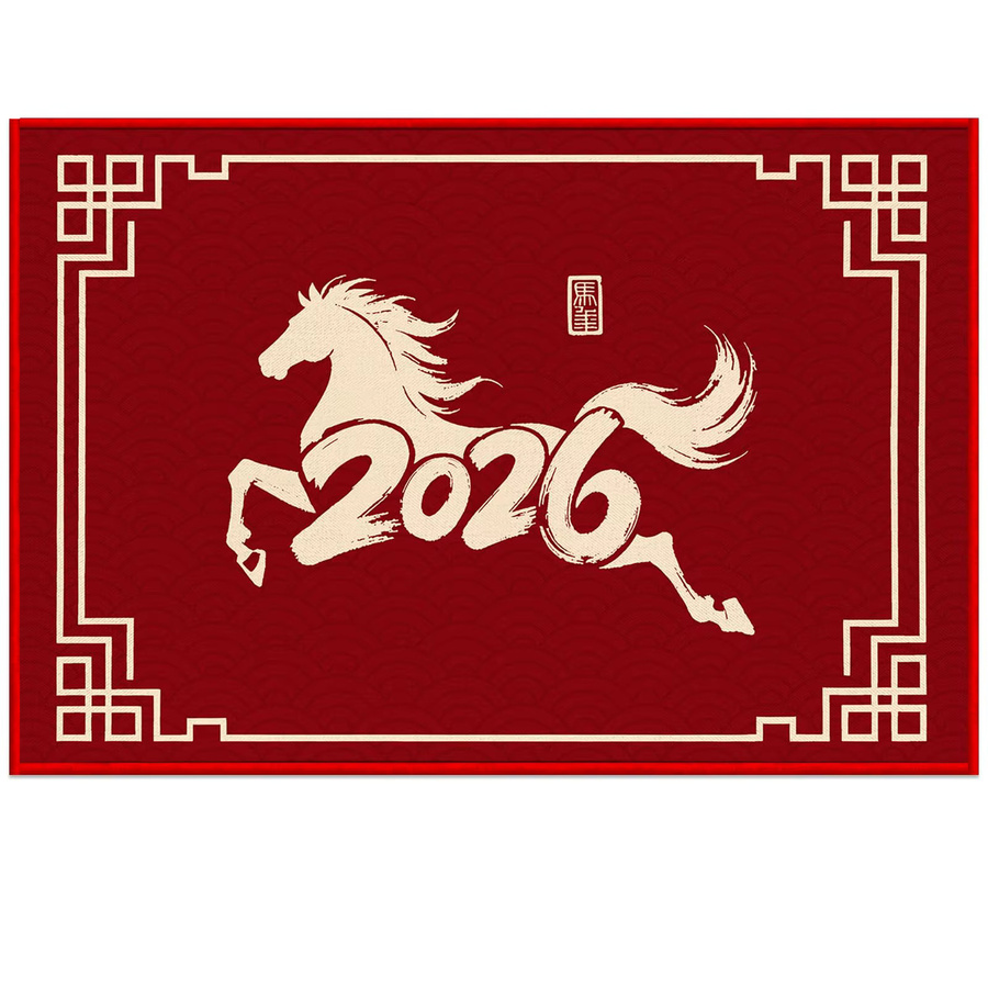 VIKAMA Fußmatte Jahr des Pferdes Chinesische Neujahrsdekoration Rot B: 60,0 cm, T: 40,0 cm - Bild 6