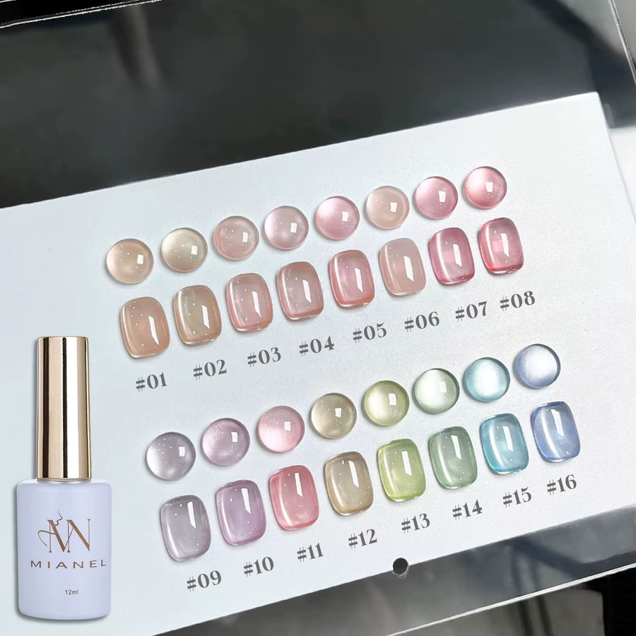 MIANEL Cat Eye Gel Nagellack, Nude Porzellanweiß, Satin - Bild 2