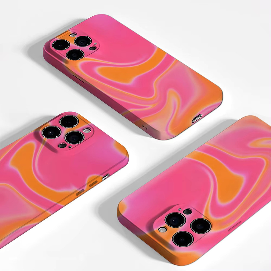 Pink Orange Flow Handyhülle für iPhone 17 16 15 14 13 12 Pro Max Plus mit doppelschichtiger Rückseite - Bild 2
