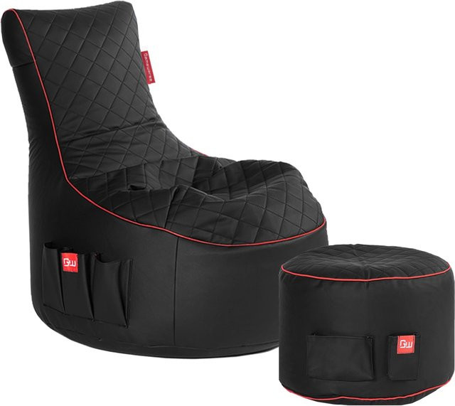 Gamewarez Gaming Sitzsack Bundle Classic Crimson Hurricane aus Kunstleder in Schwarz/Rot - Bild 1