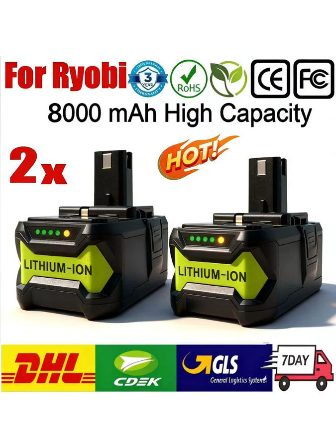 Ryobi 8Ah Ersatzakku für 18V One Plus Elektrowerkzeuge, kompatibel mit P107, P108 und P109, Schwarz - Bild 7