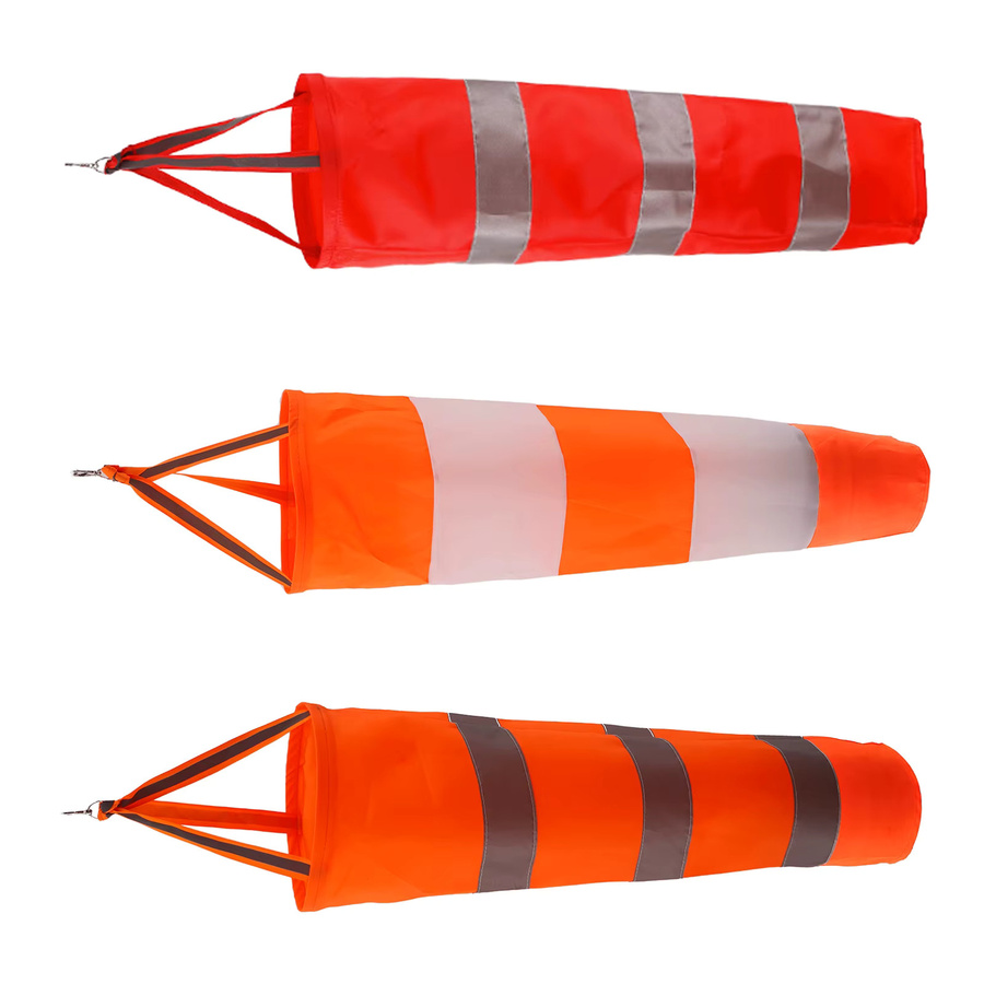 Windsack für Außenbereiche zur Windrichtungs-Messung mit Reflektorstreifen aus Rip-Stop-Textil, gestreift, Farben: Rot, Grau, Orange, B/H: 60 x 80 cm oder 80 x 100 cm - Bild 4